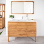 Meuble salle de bain en teck massif et cramique solo ananta 120 cm