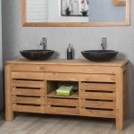 Meuble de salle de bain en teck zen double vasque 145cm