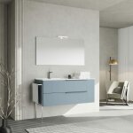 Kiamami valentina - meuble de salle de bain avec vasque en c�ramique � gauche, 120cm, bleu clair new ...