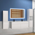 Meuble salle de bain avec une vasque + combinaison colonne rangement + un miroir de 100x60 cm - acezanble ... Meuble salle de bain avec une vasque + combinaison colonne rangement + un miroir de 100x60 cm - acezanble ...