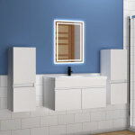 Meuble salle de bain avec une vasque + combinaison colonne rangement + un miroir de 70x50 cm - acezanble ...