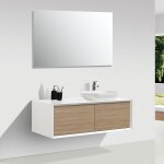 Stano. - meuble salle de bain pour vasque à poser palio largeur 120 cm blanc mat chêne clair Stano. - meuble salle de bain pour vasque à poser palio largeur 120 cm blanc mat chêne clair