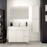 Decohor - meuble de salle de bain vidar avec plan vasque, miroir et colonne auxiliaire. avec porte - ... Decohor - meuble de salle de bain vidar avec plan vasque, miroir et colonne auxiliaire. avec porte - ...
