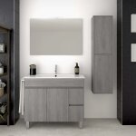 Decohor - meuble de salle de bain vidar avec plan vasque, miroir et colonne auxiliaire. avec porte - ...