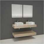 Meuble de salle de bain will - plan épais 120 cm + 2 vasques + 2 miroirs + equerres Meuble de salle de bain will - plan épais 120 cm + 2 vasques + 2 miroirs + equerres