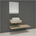 Meuble de salle de bain will - plan pais 60 cm + plan fin 120 cm + vasque + miroir + equerres
