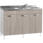 Meuble sous vier avec 3 portes et vier inclus couleur orme 120 cm