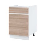 Meuble sous - �vier bellissi chene 1 porte coulissante l 60 cm - porte avec poign�e int�gr�e d�cor ch�ne ...