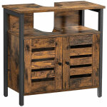 Meuble sous lavabo armoire salle de bain placard rangement 60 x 30 x 60 cm avec cadre acier portes persiennes ... Meuble sous lavabo armoire salle de bain placard rangement 60 x 30 x 60 cm avec cadre acier portes persiennes ...