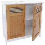 Hhg - meuble sous - lavabo 146, commode / armoire salle de bains, 60x62x31cm, bambou
