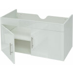 Hhg - meuble sous - lavabo 242, meuble sous - lavabo meuble de salle de bain, brillant 90cm, blanc