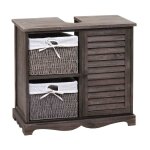 [jamais utilis] meuble sous - lavabo hhg - 672, lavabo de salle de bains, tiroir en bois massif 60x65x31cm, ...
