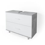 Vicco - meuble sous vasque simple ilias, bton / blanc, 80 x 60. 8 cm