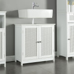 Meuble sous lavabo karlsy mdf pvc effet rotin 60 x 60 x 30 cm blanc [en. casa]