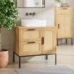 Meuble sous lavabo marhasa 60 x 60 x 40 cm effet ch�ne / noir [en. casa]