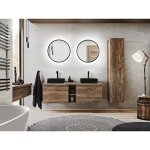 Otitec - meuble sous lavabo de salle de bain - ch�ne santa fe - l60 - h46 - p45, 6 - klaus + plan de ...