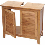 Hhg - jamais utilis] meuble sous - lavabo salle de bains 557, armoire, bambou, 60x67x30cm