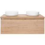 Naturel ? meuble sous vasque simple 118x43x44, 8 cm savona120dhd ? ch�ne halifax mat ? surface stratifi�e ...