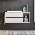 Meuble sous lavabo suspendu avec évier décor gris clair et noir - jaruz Meuble sous lavabo suspendu avec évier décor gris clair et noir - jaruz