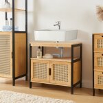 Meuble sous lavabo tervola bambou 60 x 60 x 35 cm noir naturel aspect rotin [en. casa]