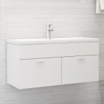 Meuble sous lavabo vasque avec lavabo int�gr� blanc agglom�r� 13728