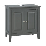 Meuble sous - lavabo de salle de bain  2 tages avec 2 portes et dcoupe pour siphon design gris en ...
