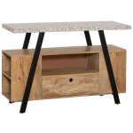 Made in meubles - meuble sous vasque en bois de manguier, mtal et terrazzo sandro