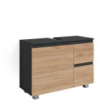 Vicco - meuble sous vasque simple j - shape, sonoma, 80 x 60. 8 cm