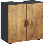 Meuble sous vasque lavabo meuble de salle de bain 2 portes avec �tag�re 60 x 30 x 60 cm gris anthracite ...
