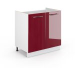 Meuble sous vasque simple fame - line, rouge bordeaux haute brillance, 80 x 81. 6 cm sans plan de travail ...