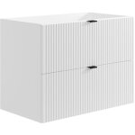 Vente - unique - meuble sous vasque suspendu stri - blanc mat - 80 cm - zevini