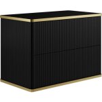 Meuble sous vasque suspendu stri liser dor - noir - l80 cm - keliza