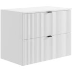 Meuble sous vasque suspendu stri� avec planche - blanc mat - 80 cm - zevini