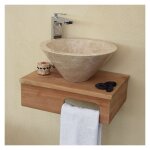 Meuble sous - vasque suspendu en teck pour lave - mains, lazzeri
