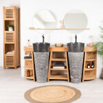 Wanda collection - meuble sous vasque en teck florence double 180cm + vasques noir