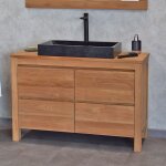 Meuble sous vasque en teck massif 120 cm, varedo