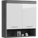 Meuble suspendu 2 portes 74x24x79 cm anthracite et blanc - orie