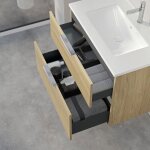 Bernstein - meuble suspendu en bois laqu avec lavabo vasque en cramique intgr + 2 tiroirs soft - ...