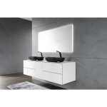 Bernstein - meuble suspendu mdf de salle de bain design avec tiroirs pour vasque � poser - blanc - 160x52x48cm ...