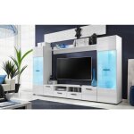 Meuble tv switch 260 cm blanc laqué avec vitrines led multicolore Meuble tv switch 260 cm blanc laqué avec vitrines led multicolore