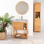 Meuble en teck massif cosy 67cm + vasque gris Meuble en teck massif cosy 67cm + vasque gris