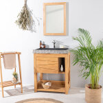 Meuble en teck massif cosy 67cm + vasque noir