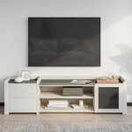 Meuble tv 1 porte 2 �tag�res de rangement verre tremp� moderne pour un t�l�viseur de 55 pouces blanc ...