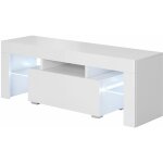 Muebles bonitos - meuble tv 1 tiroir meuble tv de salon avec led 130x45x35cm mod�le elio blanc finition ...