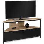 Idmarket - meuble tv 100 cm d'angle boston avec placard noir design industriel