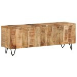 Vidaxl ? meuble tv en bois de manguier massif 110x30x40 cm ? finition naturelle ? style vintage ? assemblage ...
