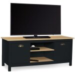 Idmarket ? meuble tv campagne isis 113 cm en mdf noir ? 2 placards ferm�s ? �tag�res centrales ? pour ...
