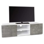 Idmarket - meuble tv 113 cm eli blanc portes effet b�ton