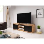 Bratex - meuble tv 120 cm dingo, meuble tv, �clairage led inclus, couleur wotan / noir mat