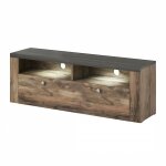 Meublorama - meuble tv 140cm collection santiago. couleur noyer et noir effet bois. 1 porte Meublorama - meuble tv 140cm collection santiago. couleur noyer et noir effet bois. 1 porte